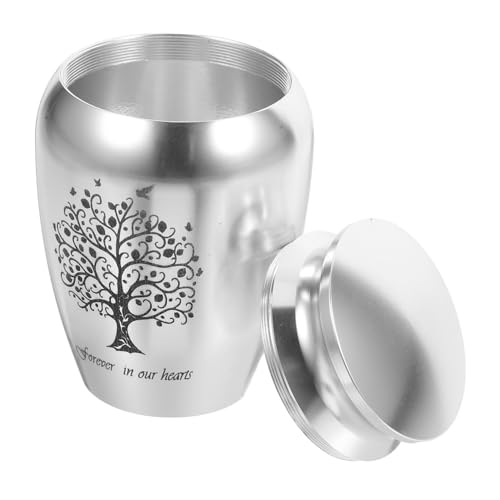 ORFOFE Tierurne für Haustierasche aus Aluminiumlegierung mit Deckel Langlebige Gedenkurne für Hunde Katzenasche Auslaufsicherer Aschebehälter Tröstendes Andenken Silberfarben von ORFOFE