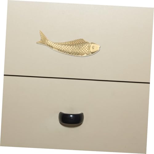 ORFOFE Vintage Messing Fischgriff Schubladengriff Antik Stil Möbelknauf für Kommode Schrank Türgriff mit Schrauben Dekorativer Griff für Büro und Wohnraum Einfache Montage Langlebig von ORFOFE