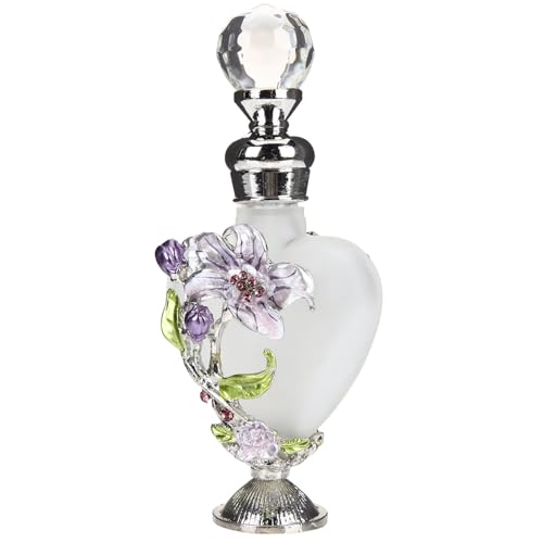 ORFOFE Vintage Parfümflasche aus Glas mit Emaille Blumenmuster Nachfüllbar Tragbar für Reisen Stilvoller Duftspender für Bad Schminktisch und Geschenk von ORFOFE