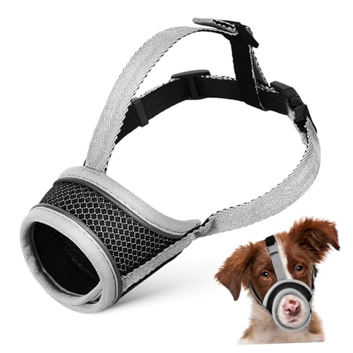 ORFOFE Weicher Atmungsaktiver Hundemaulkorb mit Verstärktem Stoff Verstellbar für Mittelgroße bis Große Hunde Verhindert Beißen und Bellen für Training Spaziergänge und Tierarztbesuche von ORFOFE