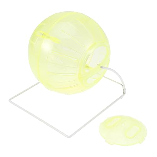 ORFOFE in Eins Multifunktionaler Hamster Laufball mit Ständer Kleintier Fitness und Spielkugel Sicherer Hamster Trainingsball für Zwerghamster und Kleine Haustiere Gelb von ORFOFE