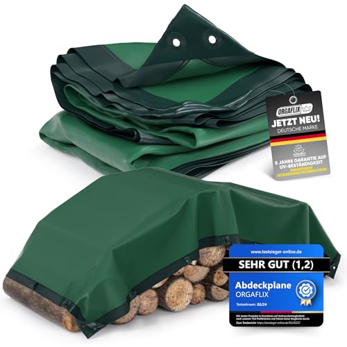 ORGAFLIX Premium Abdeckplane 1,5x6m wasserdicht & UV-beständig mit 5j. Garantie, Extrem reißfeste Plane mit 3-Fach verstärkten Ösen, Tarp, Gewebeplane vielseitig einsetzbar, Holz, Schutz, Camping von ORGAFLIX