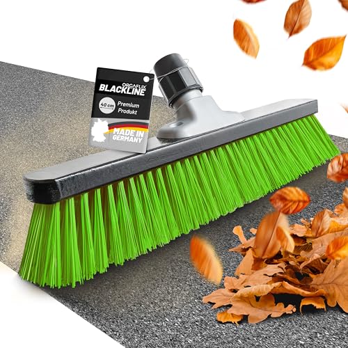 ORGAFLIX Premium Straßenbesen 40cm ohne Stiel - Blackline Green, Kraftvoller Besen für Außenbereich, Extra langlebig, Hofbesen, Gartenbesen, Terrassenbesen, Besen ohne Stiel, Made in Germany von ORGAFLIX