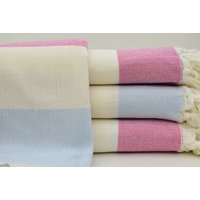 Bio Sommerfrotteetuch Babyblau, Rosa, Fuchsia, Weiß | 40x70 von ORGANICTURKISHTOWEL