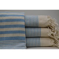 Frotteetuch, Gestreiftes Handtuch, Badetuch, Blaues Hydrophiles Weiches Truthahntuch, Strandtuch 40"x63"Mtl-Dfn von ORGANICTURKISHTOWEL