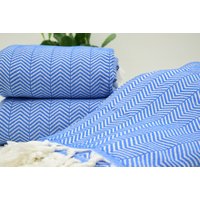 Große Decke, Blaue Fischgrätendecke, Ultrasoft-Kuscheldecke, 79x90 Kingsize-Tagesdecke, Bettdecke, Tischdecke Bct-Arrw-Pk von ORGANICTURKISHTOWEL
