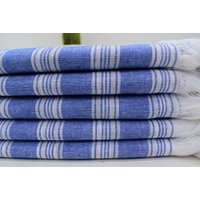 Sax Blau Handtuch Türkei Hamamtuch Küchentuch Peshtemal Geschirrtuch Strandtuch 40x70 Gestreift Bio Bll-Sryl von ORGANICTURKISHTOWEL