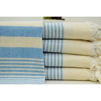 Weißes Handtuch Bio-Baumwolle Truthahntuch Frotteetuch, Blaues Blau Weißes Geschirrtuch 18 X 36 Inch Oder 45 90 cm Mtl-Dfn-Pshkr von ORGANICTURKISHTOWEL