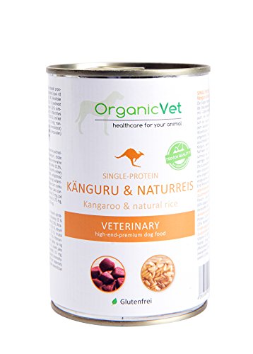 OrganicVet Hund Nassfutter Veterinary Single-Protein Känguru und Naturreis, 6er Pack (6 x 400 g) von OrganicVet