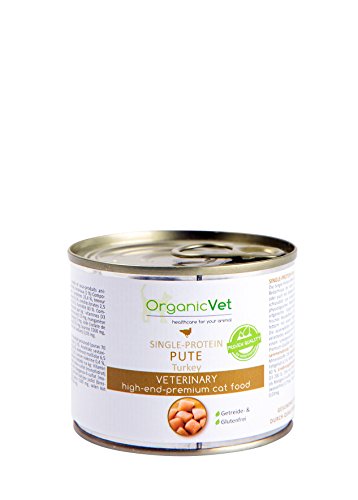 OrganicVet Katze Nassfutter Veterinary Single-Protein Pute, 6er Pack (6 x 200 g) von OrganicVet
