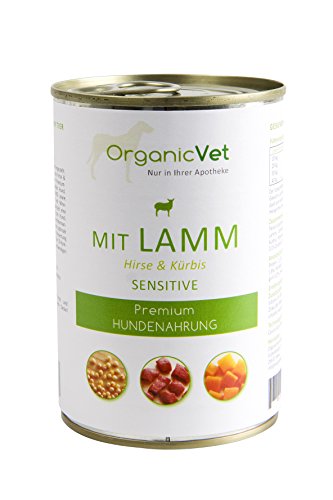 OrganicVet Hund Nassfutter Sensitive Lamm mit Hirse und Kürbis, 6er Pack (6 x 400 g) von OrganicVet