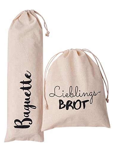 Brotbeutel 2er-Set - Lieblingsbrot und Baguette-Beutel - 100% naturbelassene Baumwolle - öko-zertifiziert - Brotbeutel 2er-Set - Lieblingsbrot und Baguette-Beutel - 100% naturbelassene Baumwolle - öko-zertifiziert - von ORGANZABEUTEL24