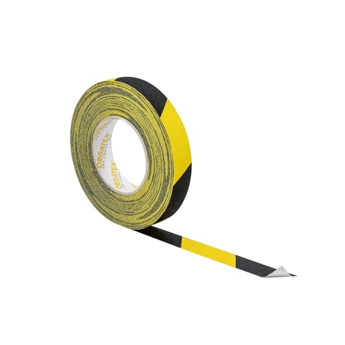 ORGATEX LongLife Safety Antirutschband selbstklebend | FlexGrip Aluminium, ideal für unebene Oberflächen | rutschhemmendes Klebeband Rutschklasse R13 | 18m x 50mm | Schwarz-gelb von ORGATEX