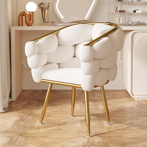 ORGBBAPL Schlafzimmer-Freizeitstuhl Moderne Stühle mit Armlehne Wannenstühle Bequemer Schminkstuhl Esszimmerstühle Samt-Schreibtischstuhl Beistellstuhl Umlaufende Rückenlehne von ORGBBAPL