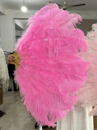 ORGEFY 1/2 Stück rosa Straußenfederfächer, Bühnen- und Tanzaufführungszubehör, 100 cm, klein, für die Linke und rechte Hand, Feder-Bastelfächer, Dunkelrosa, 100 cm Links, 2 Stück von ORGEFY
