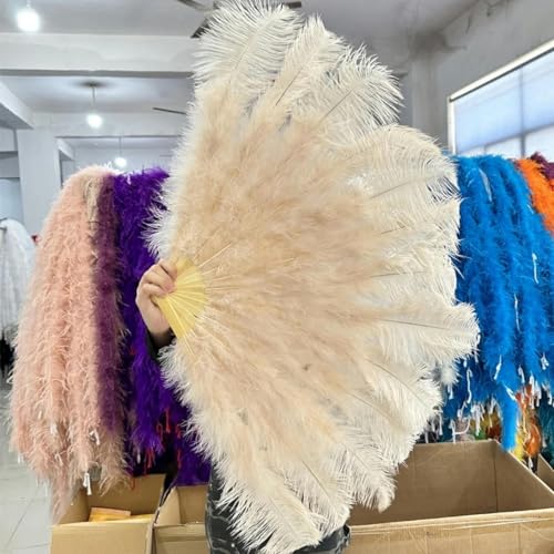 ORGEFY 1/2 Stück rosa Straußenfederfächer, Bühnen- und Tanzzubehör, 100 cm, klein, für die Linke und rechte Hand, Federfächer, Champagner, 100 cm, 2 Stück ORGEFY 1/2 Stück rosa Straußenfederfächer, Bühnen- und Tanzzubehör, 100 cm, klein, für die Linke und rechte Hand, Federfächer, Champagner, 100 cm, 2 Stück von ORGEFY