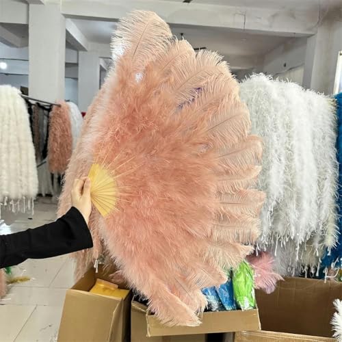 ORGEFY 1/2 Stück rosa Straußenfederfächer, Bühnen- und Tanzzubehör, 100 cm, klein, für die Linke und rechte Hand, Federfächer, Garnelenrosa, 100 cm rechts, 2 Stück ORGEFY 1/2 Stück rosa Straußenfederfächer, Bühnen- und Tanzzubehör, 100 cm, klein, für die Linke und rechte Hand, Federfächer, Garnelenrosa, 100 cm rechts, 2 Stück von ORGEFY