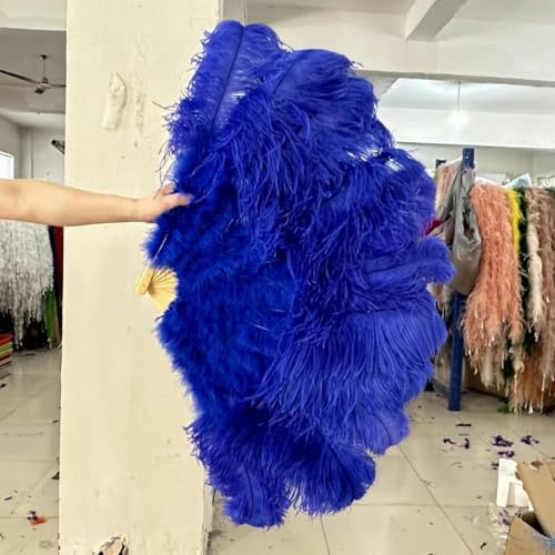 ORGEFY 1/2 Stück rosa Straußenfederfächer, Bühnen- und Tanzzubehör, 100 cm, klein, für die Linke und rechte Hand, Federfächer, Königsblau, 100 cm Links, 2 Stück von ORGEFY