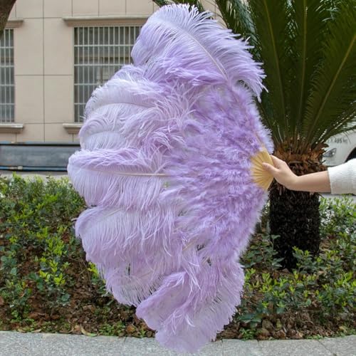 ORGEFY 13Bone Handfächer aus Straußenfedern für Tänzer, Shows, Bühnenauftritte, Dekoration, Faltbarer Bastelfächer mit Straußenfedern, 90 cm, Hellviolett, Zwei Hände ORGEFY 13Bone Handfächer aus Straußenfedern für Tänzer, Shows, Bühnenauftritte, Dekoration, Faltbarer Bastelfächer mit Straußenfedern, 90 cm, Hellviolett, Zwei Hände von ORGEFY