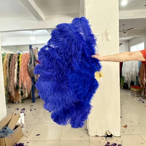 ORGEFY 13Bone Handfächer aus Straußenfedern für Tänzer, Shows, Bühnenauftritte, Dekoration, Faltbarer Bastelfächer mit Straußenfedern, 90 cm, Königsblau, zweihändig ORGEFY 13Bone Handfächer aus Straußenfedern für Tänzer, Shows, Bühnenauftritte, Dekoration, Faltbarer Bastelfächer mit Straußenfedern, 90 cm, Königsblau, zweihändig von ORGEFY