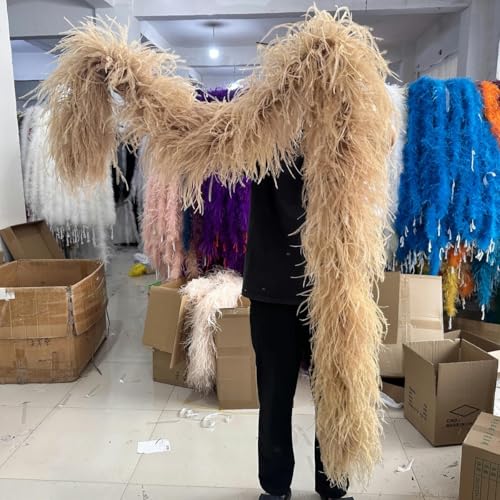 ORGEFY 6 8 10 15 26-lagige lila Straußenfedern-Boa, 2 m, Straußenschal für Damenkleider, Kleidung, DIY-Dekorationsschal, Kamel, 8-lagig, 2 Meter von ORGEFY