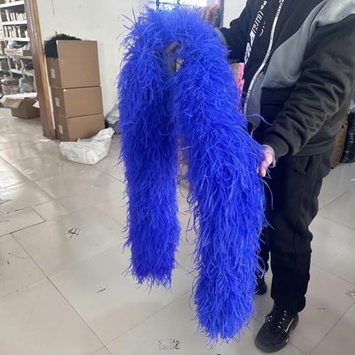ORGEFY 6 8 10 15 26-lagige lila Straußenfedern-Boa, 2 m, Straußenschal für Damenkleider, Kleidung, DIY-Dekorationsschal, Königsblau, 15-lagig, 2 Meter von ORGEFY