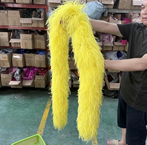 ORGEFY 6 8 10 15 26-lagige lila Straußenfedern Boa 2 m Straußenschal für Damenkleider, Kleidung, DIY-Dekorationsschal, Gelb, 10-lagig, 2 Meter von ORGEFY