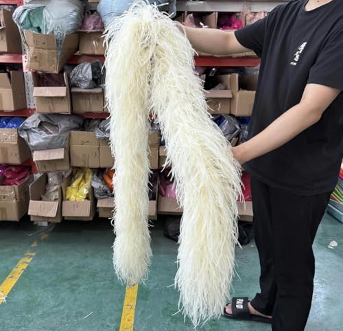 ORGEFY 8 10 15 26-lagige lila Straußenfedern-Boa, 2 m, Straußenschal für Damenkleider, Kleidung, DIY-Dekorationsschal, Beige, 8-lagig, 2 Meter von ORGEFY