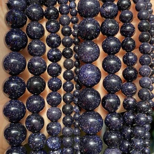 ORGEFY Steinperlen 4 6 8 10 mm Lava-Achat-Runde Perlen zur Schmuckherstellung, DIY-Armbänder-Blauer Sandstein-6 mm 58 bis 61 Stück von ORGEFY