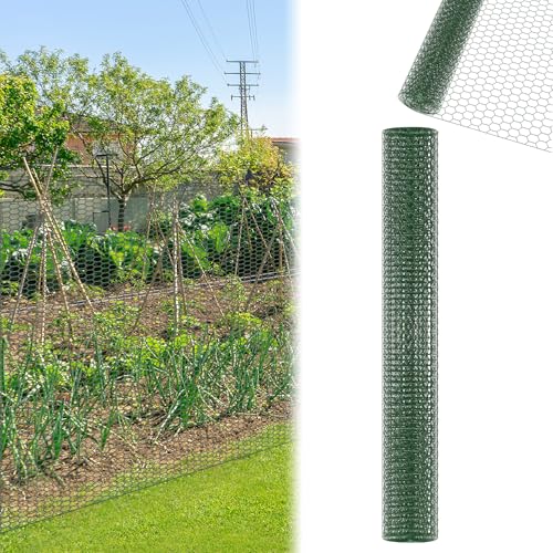 ORHEYA Zaunnetz 1 m hoch, Hühnerzaun Maschenweite 43x28mm, Sechskantgeflecht Drahtgitter Feinmaschig Verzinkt, Hasendraht, Drahtzaun Maschendraht für DIY Garten, Balkon, Heimdekoration-20 M von ORHEYA