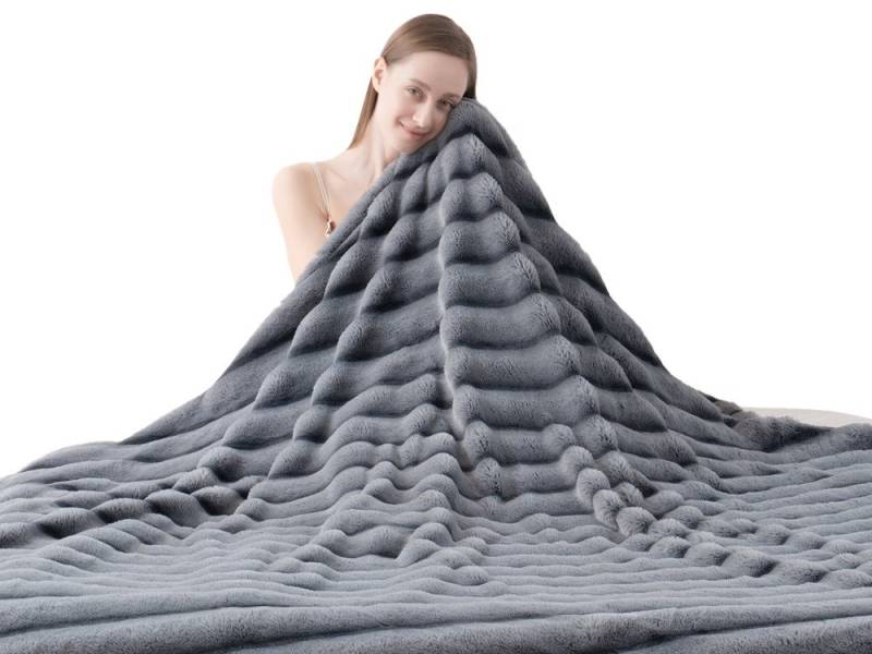 Wohndecke Kunstfell-Decke, Premium Kuscheldecke weich beidseitig, ORHOPUI, doppelseitig, 152.5×127cm, grau von ORHOPUI