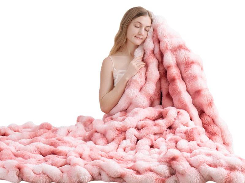 Wohndecke Kunstfell-Decke, Premium Kuscheldecke weich beidseitig, ORHOPUI, doppelseitig, 152.5×127cm, hellrosa von ORHOPUI