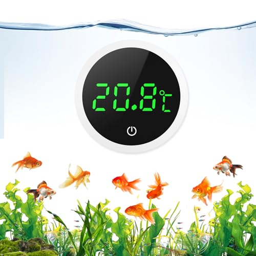 ORIA Aquarium Thermometer, LED Anzeige Digital Temperaturmessgerät Aquarium (℃), Kleben-On Mini Marine Temperatursensor, für Süßwasser, Meerwasser, Reptilien von ORIA