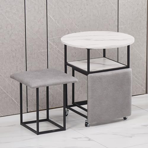 5 in 1-Kombinationstisch mit 4 Paletten, platzsparende Brut Giebeltisch, stapelbare osmanische Hocker Fußstütze Home Cube Sofa Stuhl & Tisch(Light Grau,White Desktop) von ORICALCHASM