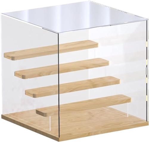 Acryl-Vitrine Box, Acryl-Vitrine-Organizer mit Massivholzsockel for Puppenminiaturen in mehreren Größen((LxWxH)32x32x32.2cm) von ORICALCHASM