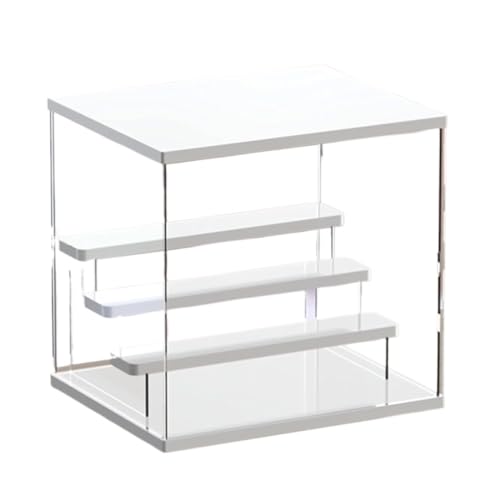 Acryl-Vitrine Box, Acryl-Vitrine mit 2–5 Ebenen und weißem Sockel for Sammlerstücke, weiß und transparent, mehrere Größen(Transparent,(LxWxH)32x26x30.4cm) von ORICALCHASM