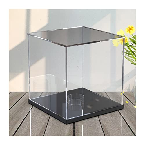 Acryl-Vitrine Box, Aufbewahrungswürfel aus Acryl, 29 x 29 x 28 cm, transparenter Organizer for die Arbeitsplatte mit 10 mm weißer/schwarzer Basis(Black) von ORICALCHASM