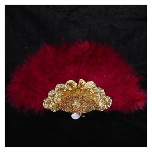 Faltfächer für Damen, Handfächer aus Federn, personalisierbar, afrikanische Spitze, für Hochzeit, Heimdekoration, handgefertigt, Partygeschenk, Brautdekoration (Rot) von ORICALCHASM