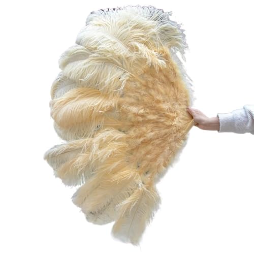 Klappbare Handventilator für Damen, Gelb Große Straußenfeder Fans Fluffy Performance Tanzen Faltbar Handheld Lüfter Verschiedene Stile Partyrequisiten Bühne Requisiten Requisiten Ventilatoren(Beige von ORICALCHASM