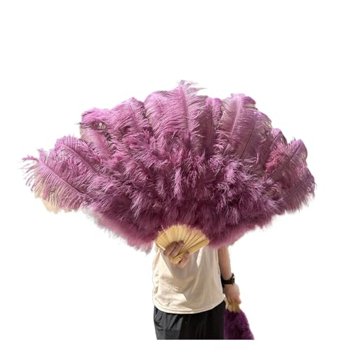 ORICALCHASM Faltbarer Handfächer für Damen, 13 Knochen Gelb Straußenfedern Fan 100CM Bühnenshow Performance Tanz Requisiten Flauschige Gefieder Fans Faltbar Mit Feder Fan Handwerk(Color-44,100CM) von ORICALCHASM