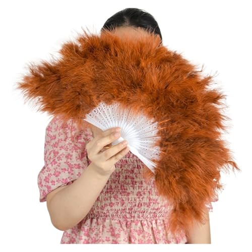 ORICALCHASM Faltbarer Handfächer für Damen, Bunte Truthahnfederfächer 50CM Bauchtanz Halloween Hochzeit Party Requisiten Ornament Dekoration Show Requisiten Marabou Plume Fan(Coffee) von ORICALCHASM