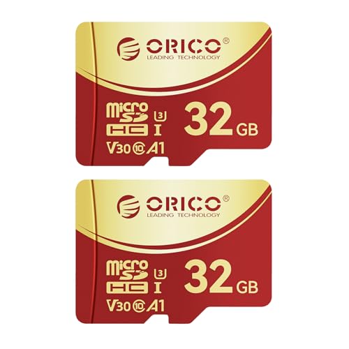 2 Pack ORICO F3 32 GB microSDXC UHS-I Speicherkarte, 100MB/s, 4K UHD Recoding, U3, Class10, V30, A1, Micro SD für Action Kamera, Dash Cam, TF Karte von ORICO