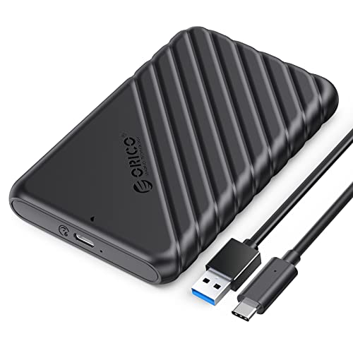 Festplattengehäuse 2,5 Zoll, ORICO 6Gbps USB C 3.1 Gen 1 Festplatten Gehäuse für 9.5mm 7mm 2.5 Zoll SATA SSD HDD, UASP Trim unterstützt, mit USB 3.1 Kabel, Werkzeugloses Externe SSD Gehäuse(Schwarz) Festplattengehäuse 2,5 Zoll, ORICO 6Gbps USB C 3.1 Gen 1 Festplatten Gehäuse für 9.5mm 7mm 2.5 Zoll SATA SSD HDD, UASP Trim unterstützt, mit USB 3.1 Kabel, Werkzeugloses Externe SSD Gehäuse(Schwarz) von ORICO