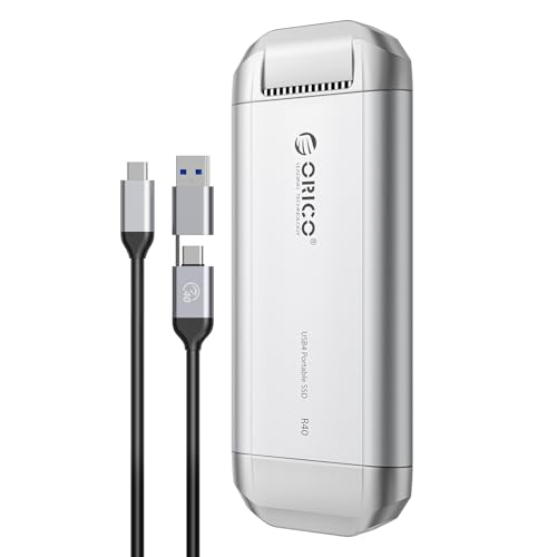 ORICO 3700MB/s Externe SSD 1TB, Kompatibel mit Thunderbolt 4/3, USB4.0 für 40Gbps, Tragbares Solid State Drive mit 2 in 1 USB C Kabel, USB-C Smartphone, Tablets, PC & Mac, PSSD - R40 von ORICO