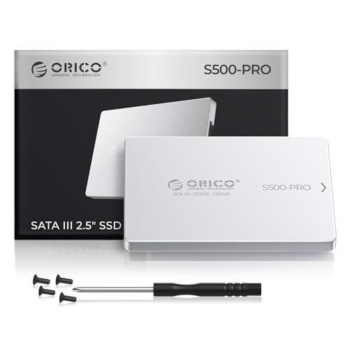 ORICO 2TB SATA SSD, 2.5“ Internes Solid State Laufwerk, bis zu 550MB/s, 3D NAND SATA III SSD mit Aluminiumgehäuse, für Desktop Laptop PS4 NAS DIY Externe Festplatte - S500PRO von ORICO