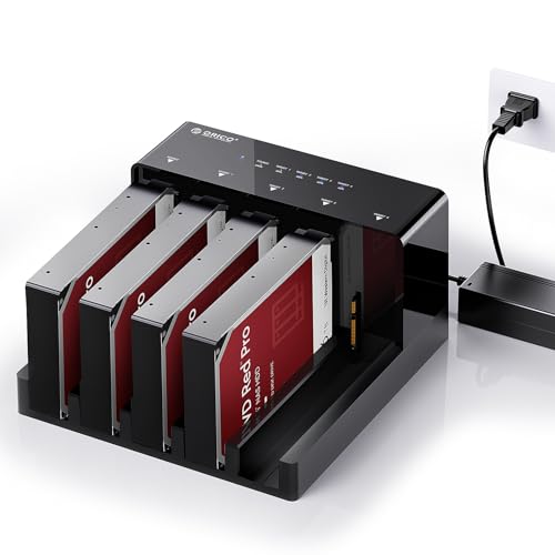 ORICO 5-Bay Festplatten Dockingstation mit Offline-Klonfunktion, SATA auf USB 3.0 HDD Dock bis zu 90 TB Speicher, inkl. 12V/6,5A Netzteil, Schwarz (6558US3-C) von ORICO