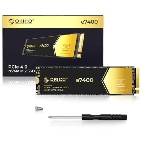 ORICO 512GB NVMe SSD M.2, PCIe 4.0X4 - Bis zu 7200MB/s M2 SSD, 3D NAND Flash M.2 2280 Internes Solid State Laufwerk, Kompatibel mit macOS Windows für Gamer und Kreative-e7400 von ORICO