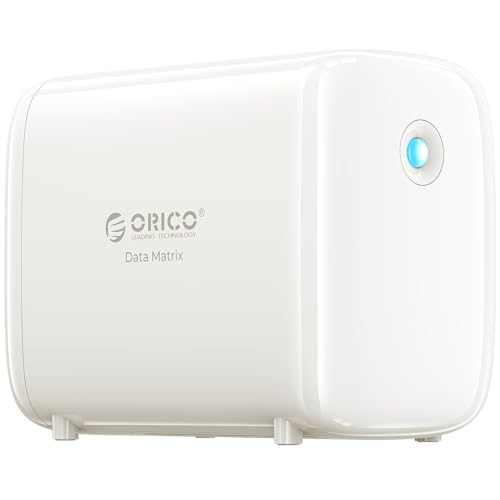 ORICO DM102 Externe Festplatte, Eingebaute 1TB M.2 Nvme SSD und 4TB 3,5 Zoll SATA HDD, 2xUSB 3.0, 1*USB-C, Ethernet,5TB von ORICO
