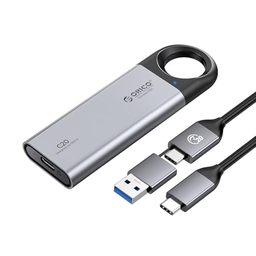 ORICO Externe SSD Festplatte 1TB bis zu 2000 MB/s, Portable SSD mit Aufhängeloch und C auf A/C Kabel, USB 3.2 Gen2 External Solid State Drive Kompatibel mit Windows, Mac und Android C20 von ORICO