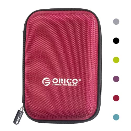 ORICO Festplattentasche 2,5 Zoll HDD SSD Case mit Innengröße 140x90x25mm zum Organisieren von 2,5'' Festplatten und Computer-Zubehör,Rot (PHD-25) von ORICO